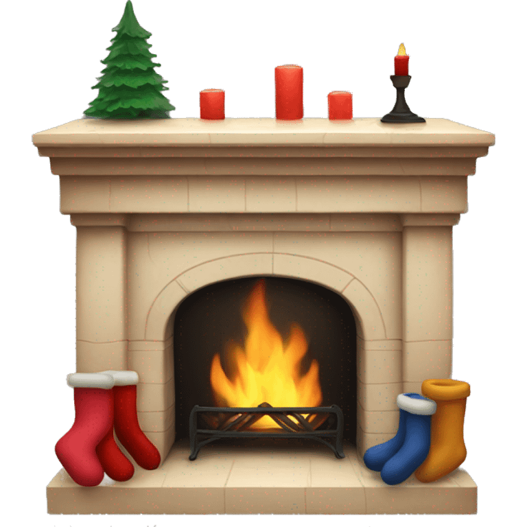 Mini fireplace with stockings emoji