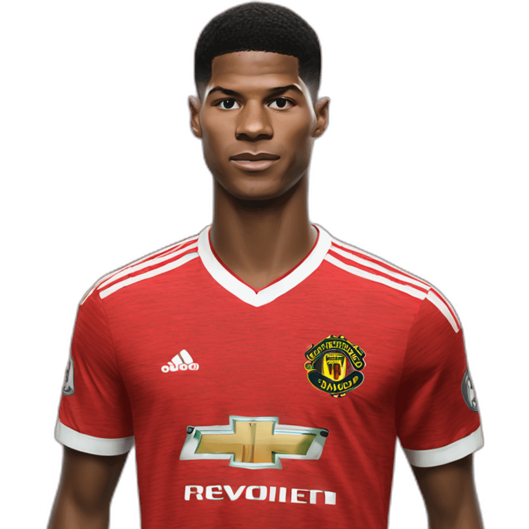 Hyper Realistic Marcus Rashford showing jersey emoji