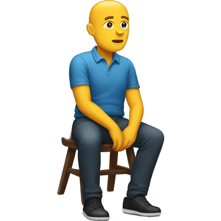 Man with legs crossed watching emoji