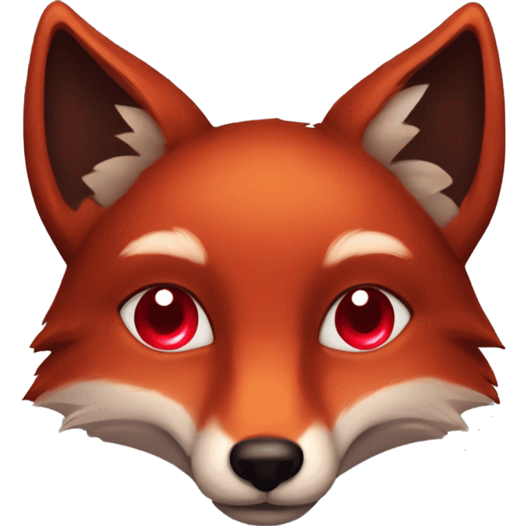 dark red fox face with tiny red heart instead of eyes emoji