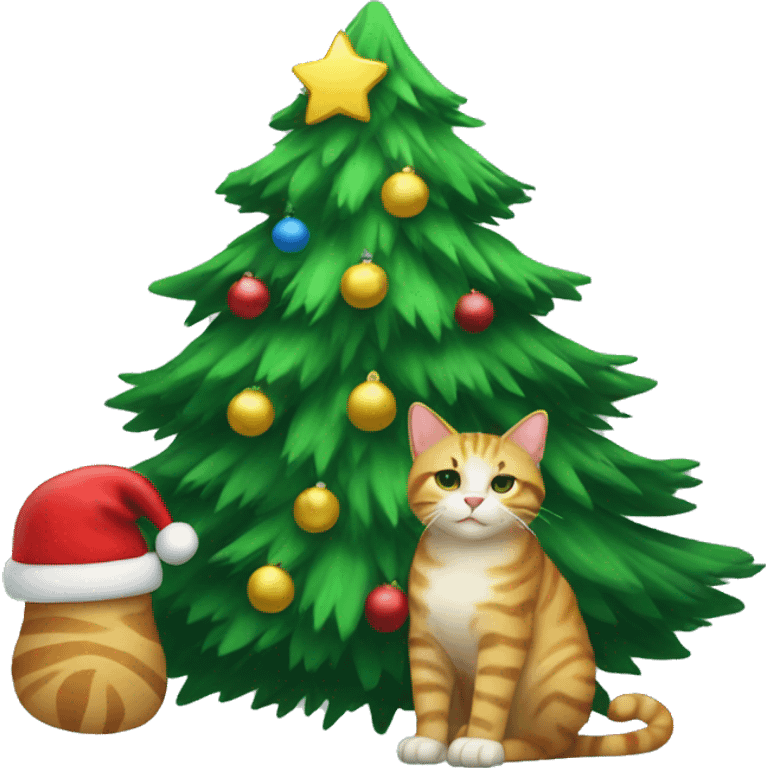 Christmas tree and cat  emoji