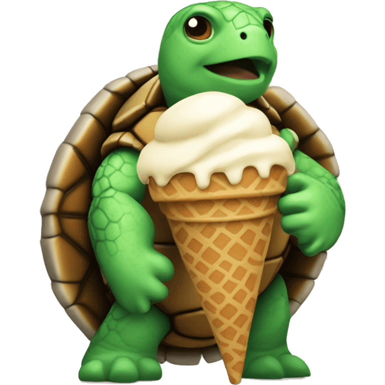 Turtle with shield is ice cream emoji