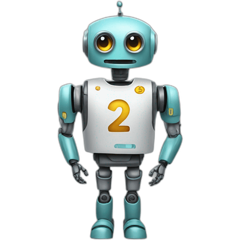 robot with a blouse with the number 2 written on it emoji