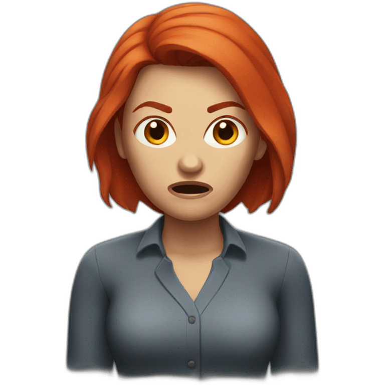 angry woman with short red hair emoji