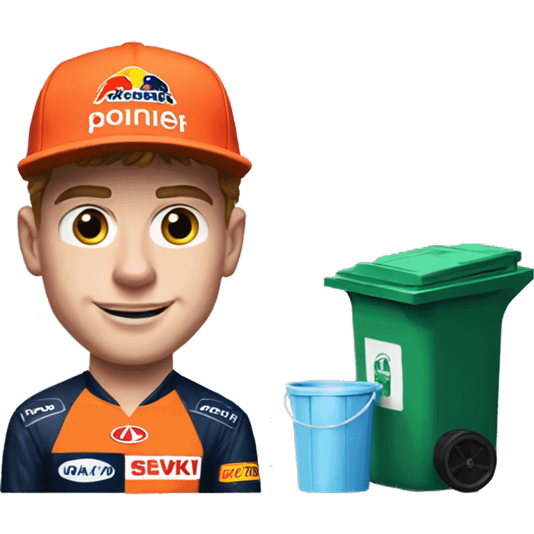 Max Verstappen max next to trash can emoji