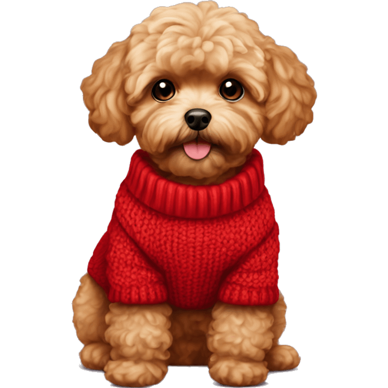 Red Maltipoo in red sweater  emoji