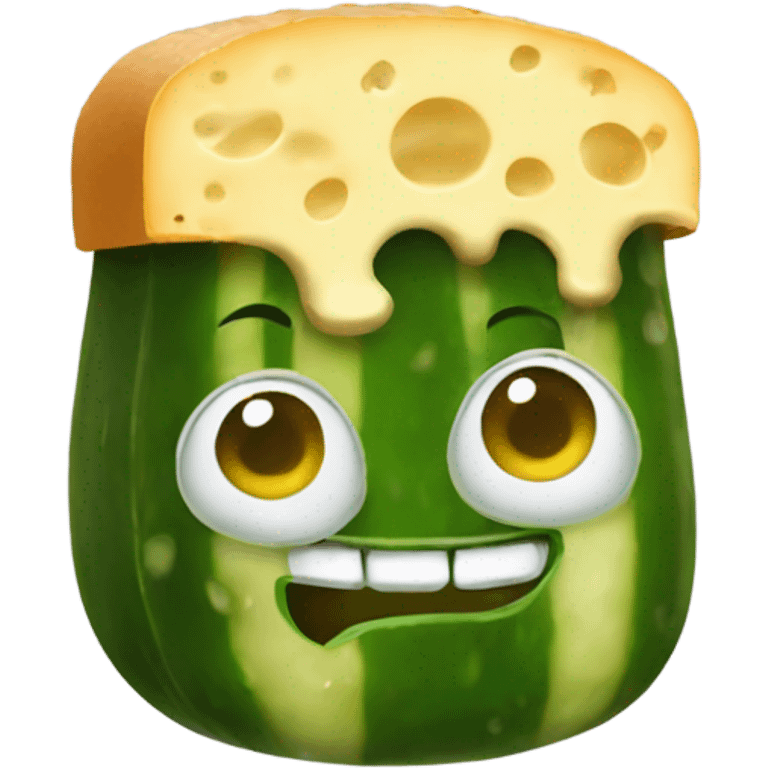 Pickle wearing cheese hat emoji