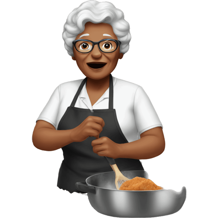 Grandma cooking fried chicken emoji