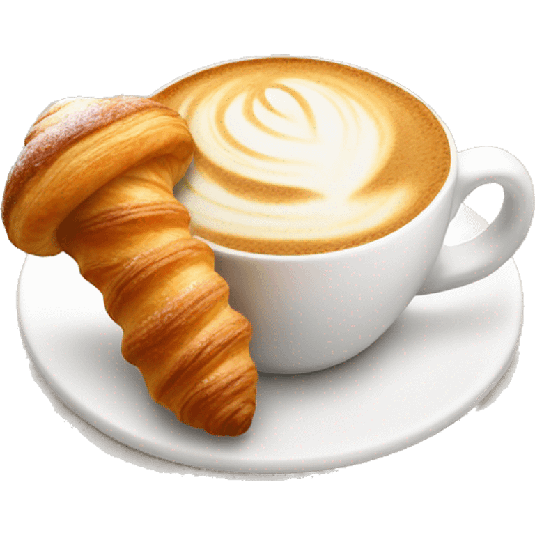 Cup of cappuccino with croissant emoji