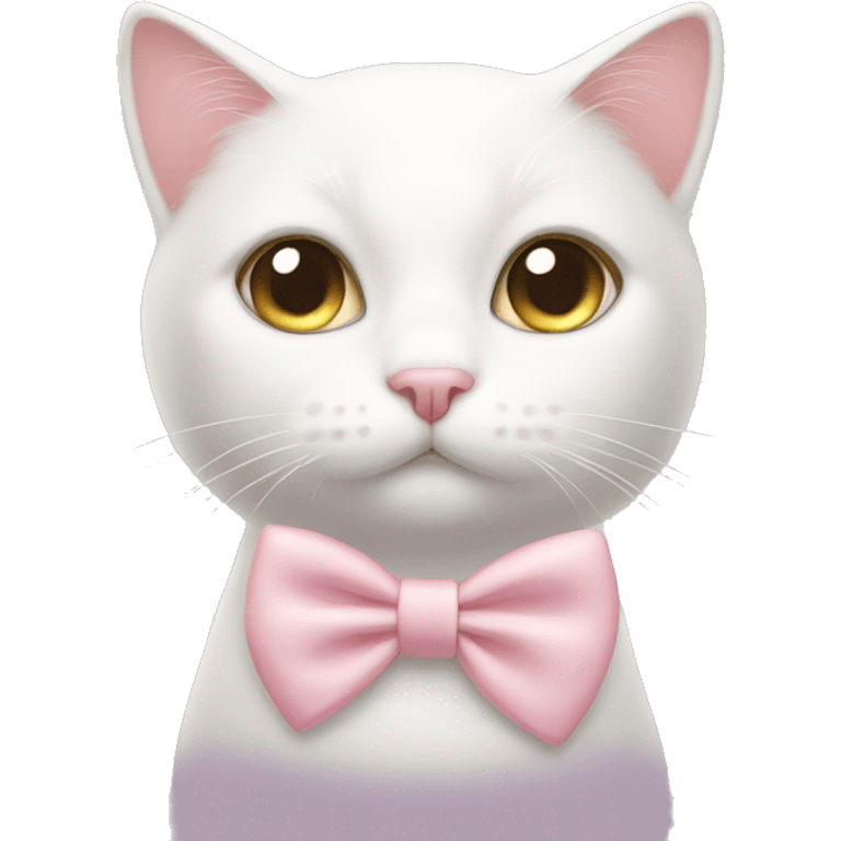 White cat with light pink bow on her ear emoji