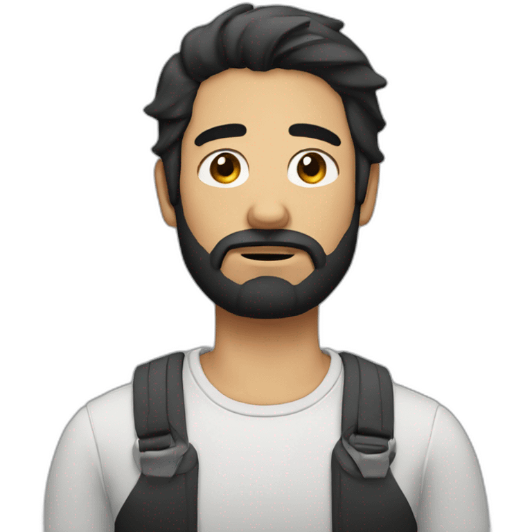 tired man with beard and black hair emoji