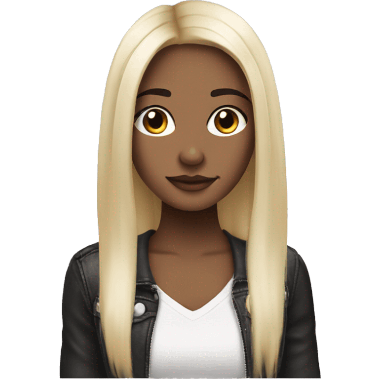 Pretty girl with half blonde half black hair split dye emoji