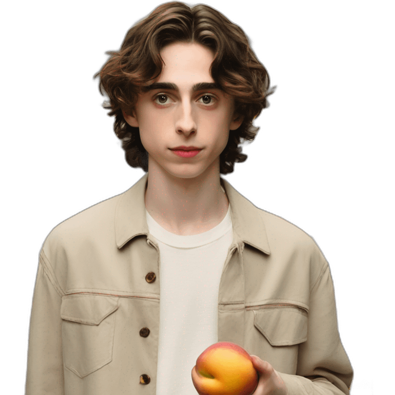 timothée chalamet holding a peach emoji