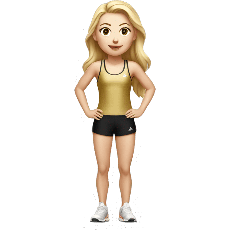 White Girl runner wearing gold singlet and black shorts  emoji