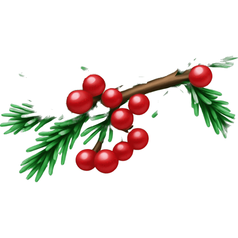 Pine branch with red berries and green needles, winter vibe emoji