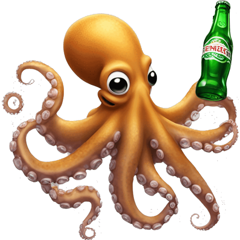 Octopus holding a Heineken beer emoji