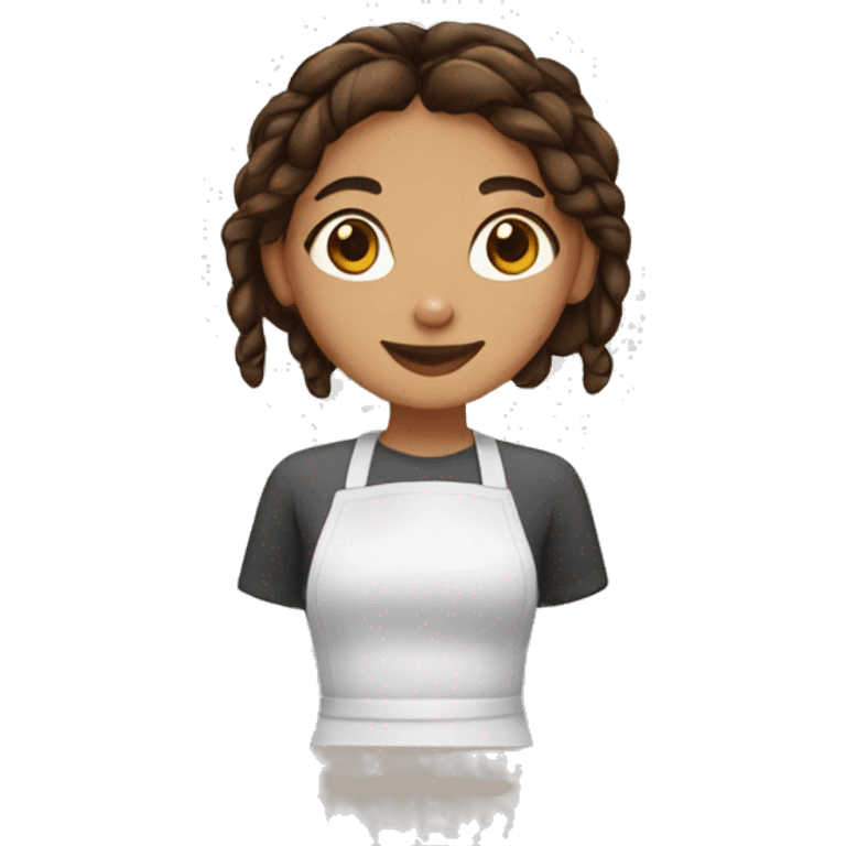 quarteron woman with brown dark braids baking cookies emoji