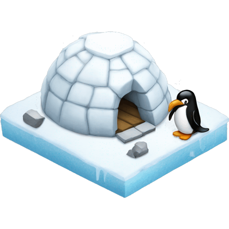 Igloo with a penguin emoji