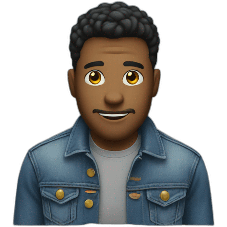 Man styles denim jacket  emoji