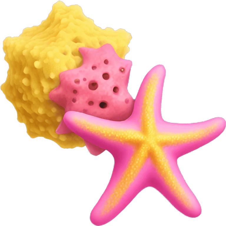 Pink Starfish and yellow sea sponge emoji