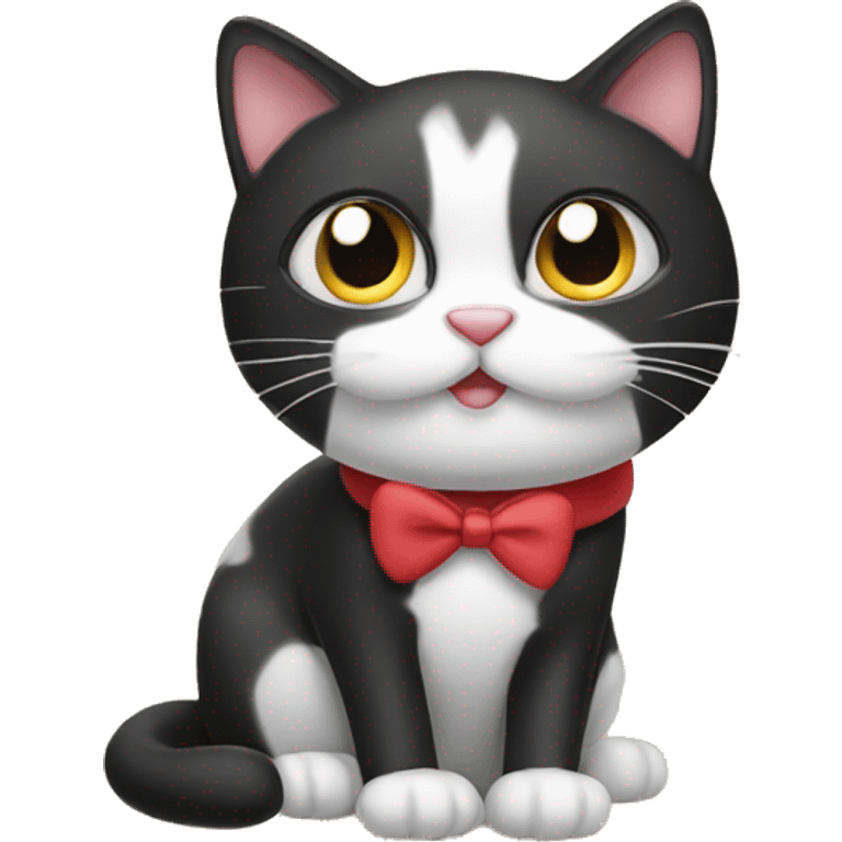 Tuxedo cat with hearts emoji