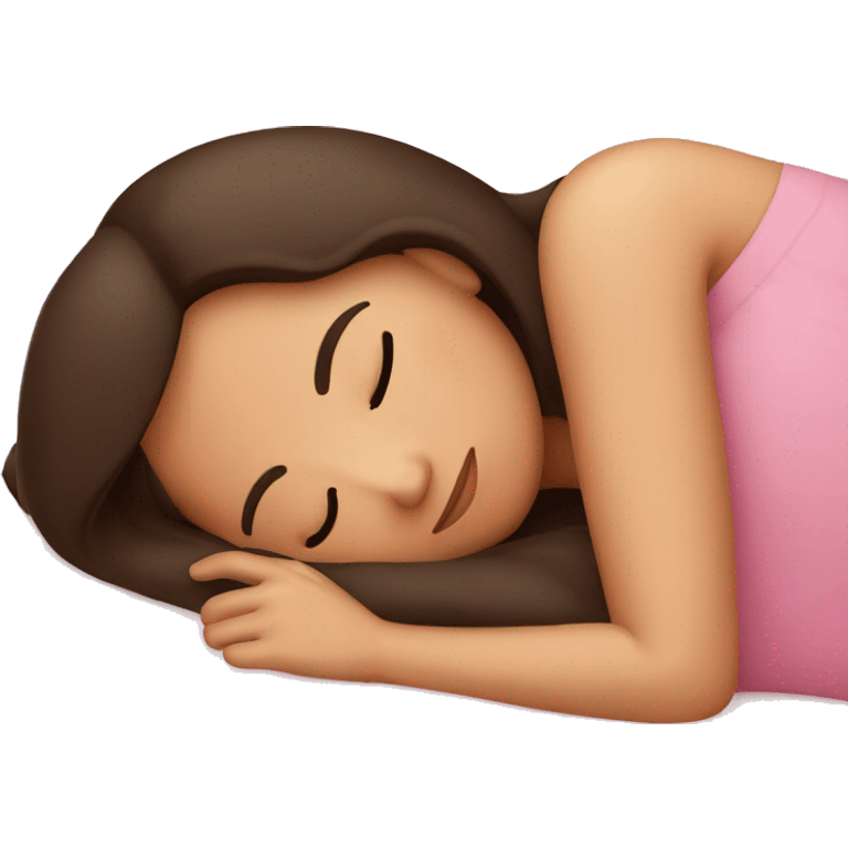 Brunette girl sleeping on pink pillow emoji