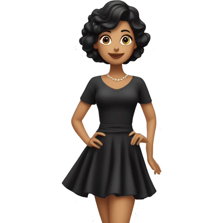 Chica morena con vestido negro  emoji