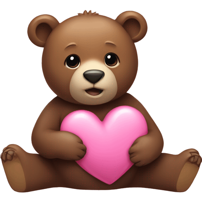 Bear with a small pink heart emoji