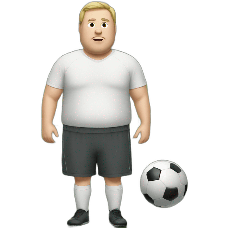 Fat white man play soccer emoji