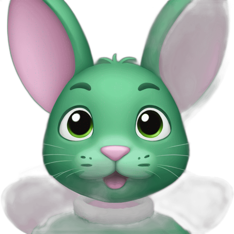 dark green bunny with short emoji