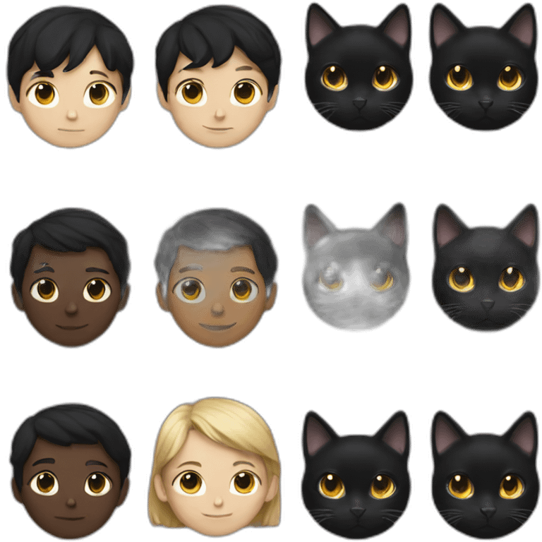 dark-haired boy with a black cat emoji