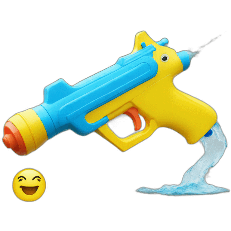 KMS water gun next to smiley face emoji