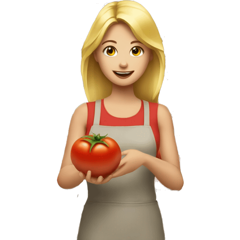 blonde girl selling tomatoes emoji