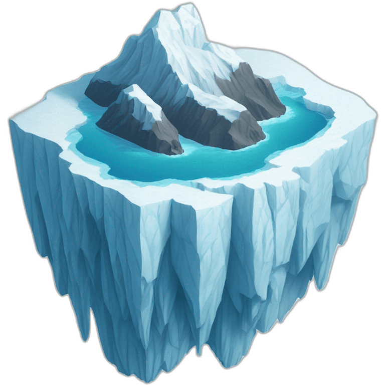 iceberg floating on sea, bird View emoji