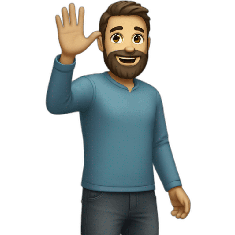 beard guy waving hand  emoji