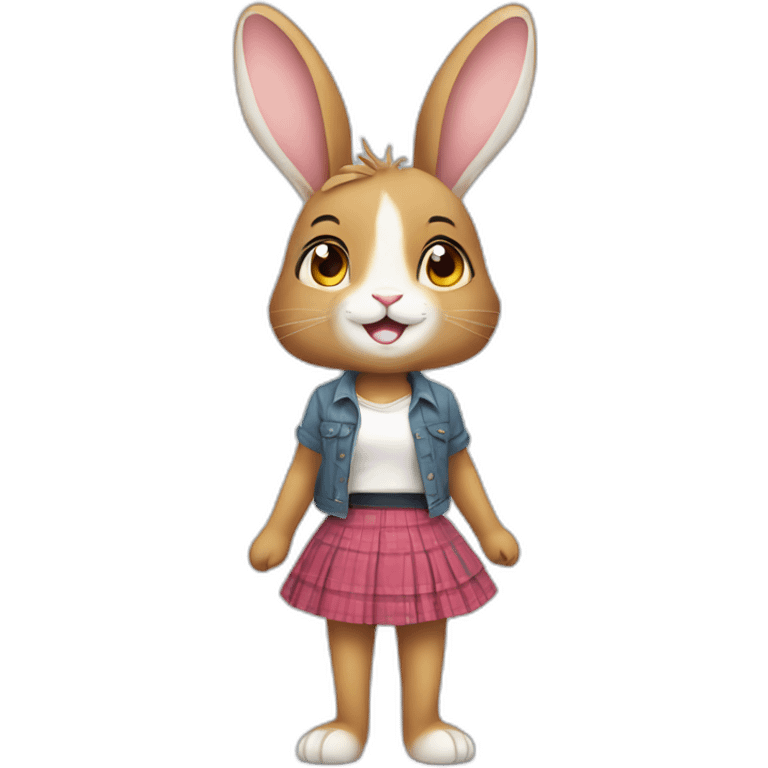 rabbit wearing skirt only female cute adorable fullbody emoji