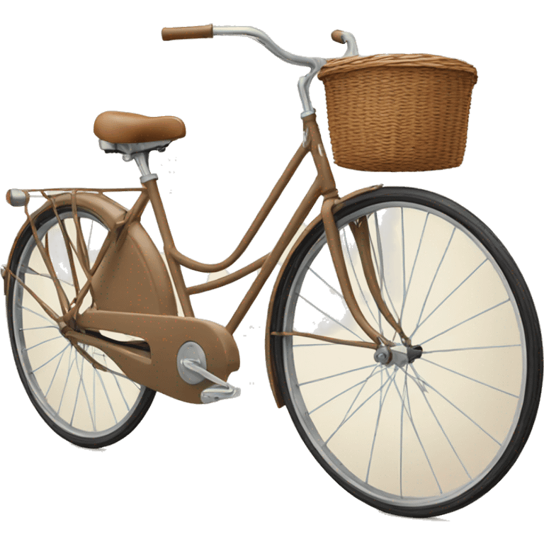 vintage light brown bike with front basket  emoji