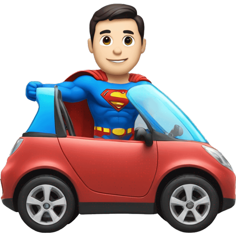 superman with glass in electric car emoji