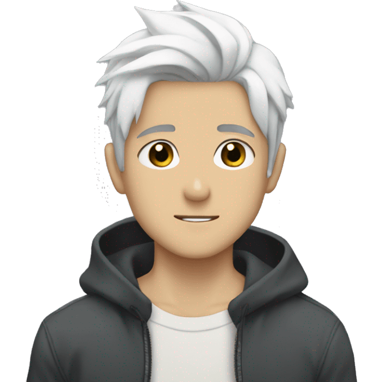 Anime Boy with short faded Sliver White hair emoji