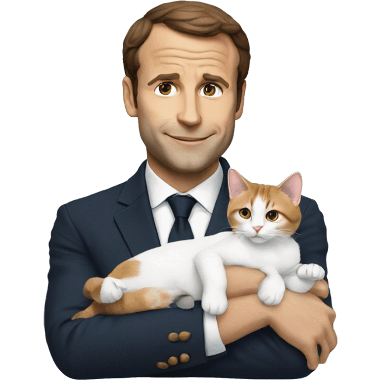 Macron with cat emoji