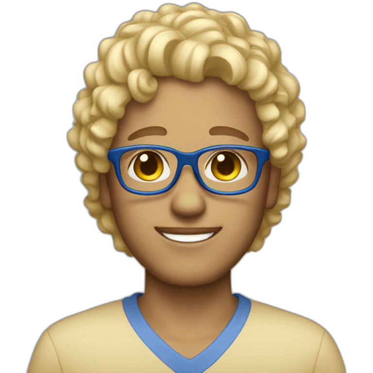 guy with bleu glasses blond short curly hair emoji