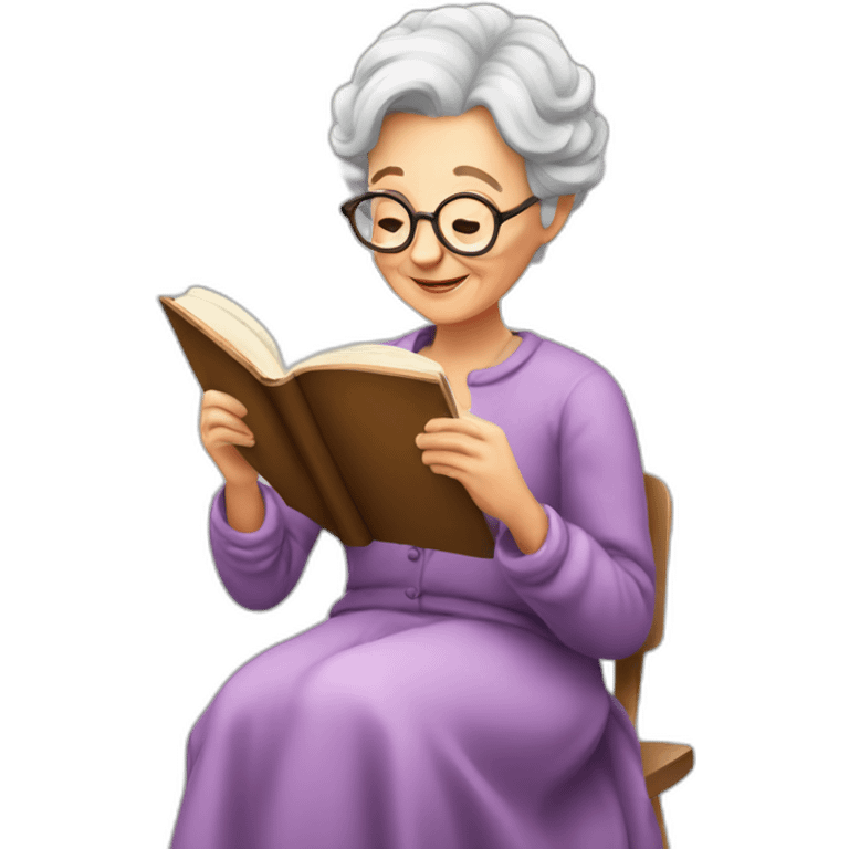 Young Sweet Granny reading a book emoji