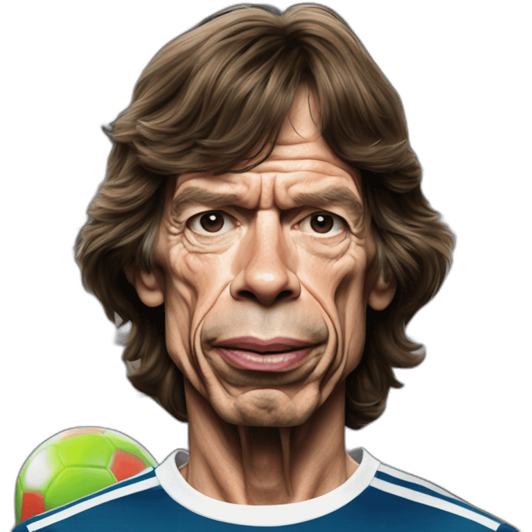 Hiper realistic mick Jagger rolling Stones with real madrid sirt emoji