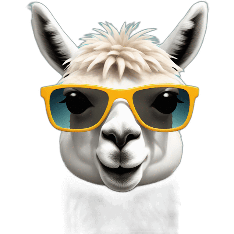 Llama wearing polarized sunglasses upper body  emoji