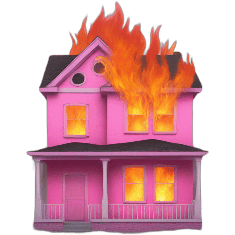 pink house on fire front emoji