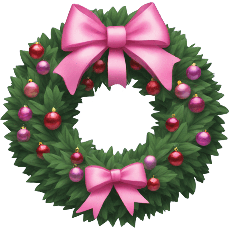 Christmas wreath with a pink bow emoji