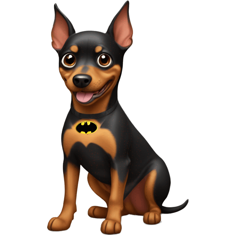 caramel-color-pinscher-batman-dog with smile  emoji