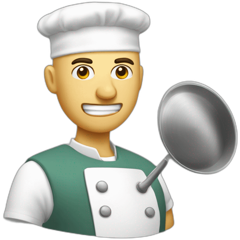 Canteen staff angry enrobed bald with ladle emoji