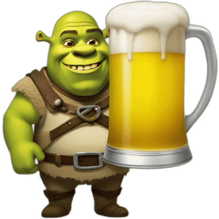 Shrek with a beer emoji