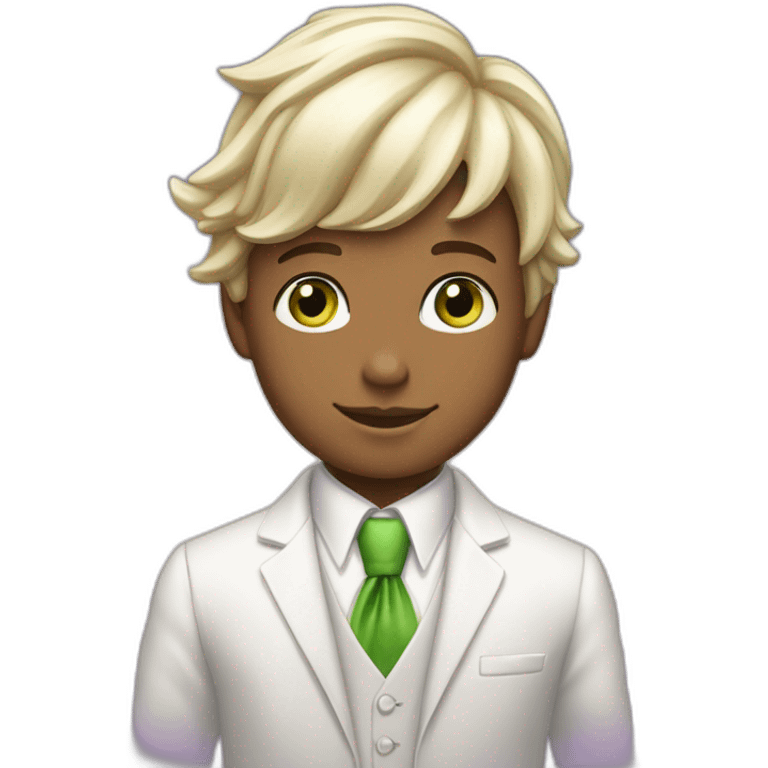 Posh-boy-with-white-suit-and-green-eyes-and-rainbow-unicorn-hat emoji